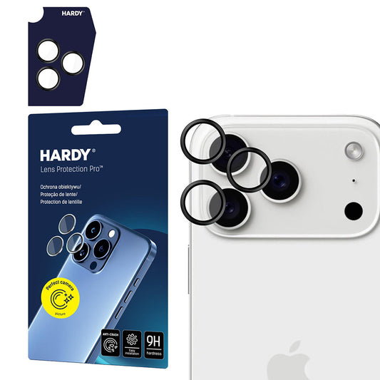 Folija za zaštitu zadnje kamere 3MK Hardy Protection Pro za Apple iPhone 17 Pro Max / 17 Pro, Kaljeno staklo, Crna