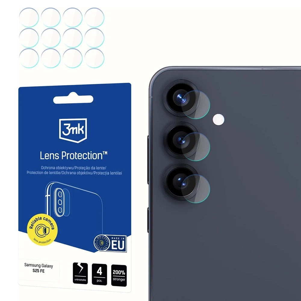 Folija za zaštitu zadnje kamere 3MK Protection za Samsung Galaxy S25 FE, Kaljeno staklo, Set od 4 komada, Providna