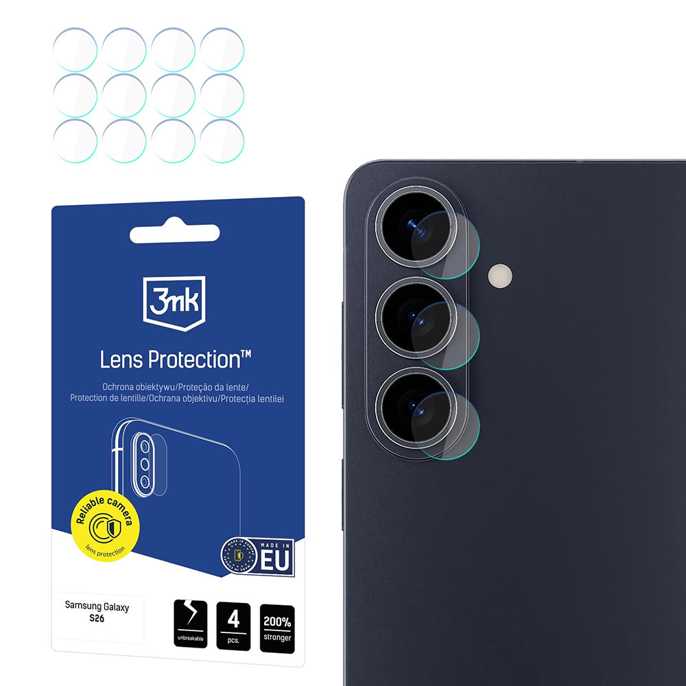 Folija za zaštitu zadnje kamere 3MK Protection za Samsung Galaxy S26 S942, Kaljeno staklo, Set od 4 komada, Providna