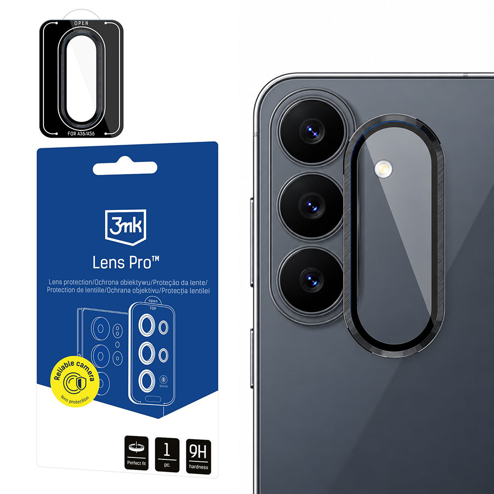 Zaštitna folija za zadnju kameru 3MK Protection Pro za Samsung Galaxy S26 FE S741, Kaljeno staklo, Crna