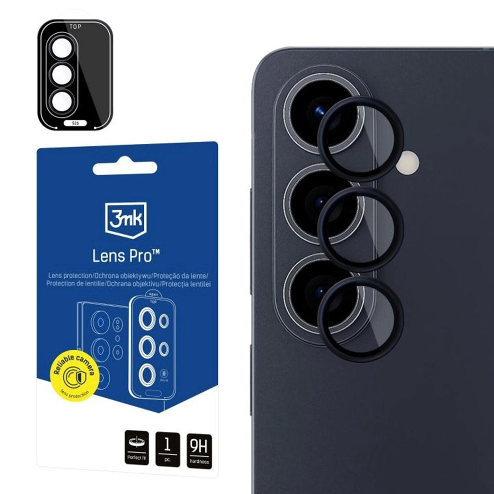 Folija za zaštitu zadnje kamere 3MK Protection Pro za Samsung Galaxy S26 S942, Kaljeno staklo, Crna