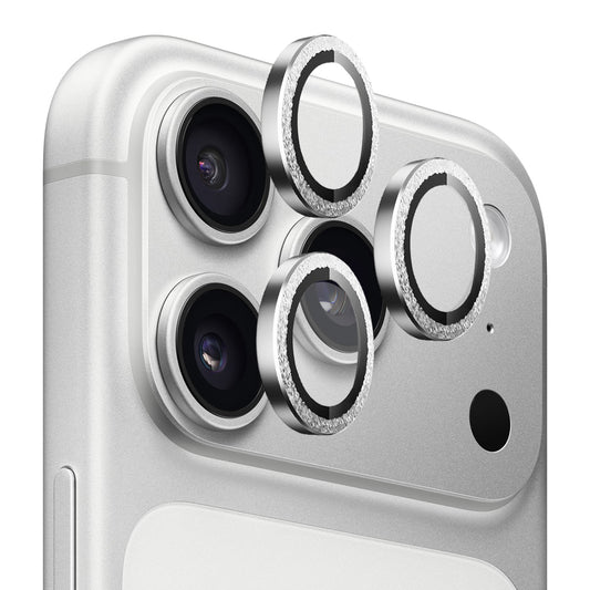 Folija za zaštitu zadnje kamere Blueo Glitter Diamond Metal Frame za Apple iPhone 17 Pro Max / 17 Pro, Kaljeno staklo, Srebrna