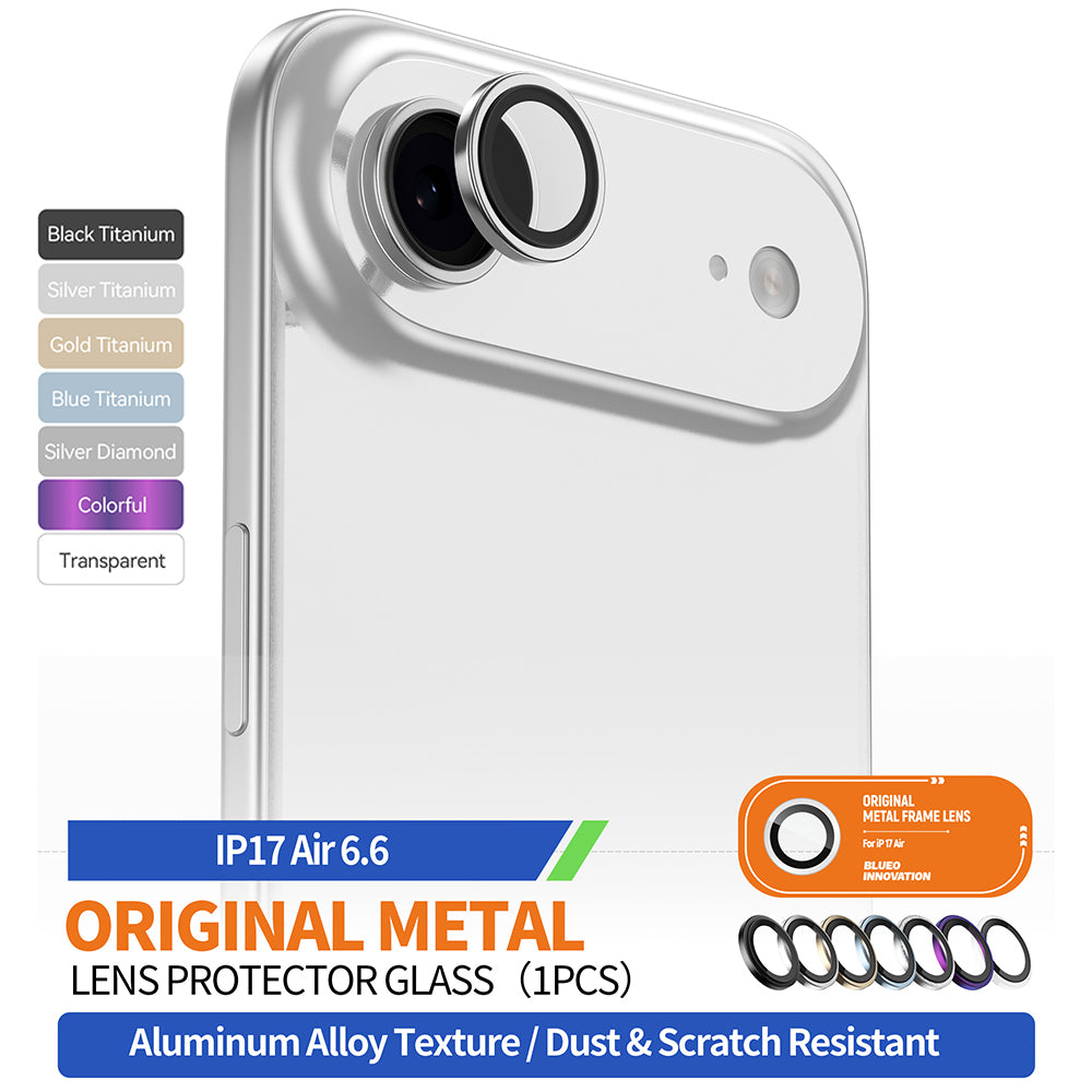 Folija za zaštitu zadnje kamere Blueo Metal Frame za Apple iPhone 17 Air, Kaljeno staklo, Crna