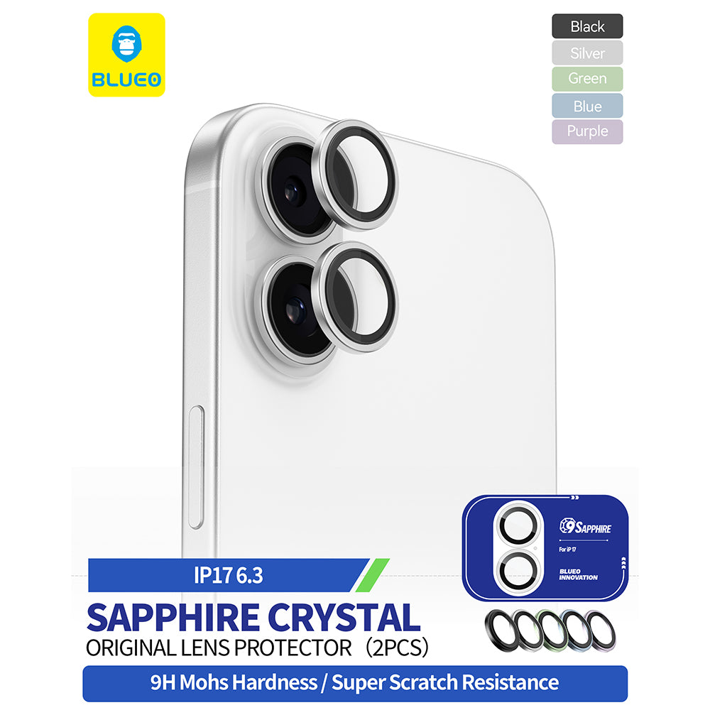 Folija za zaštitu zadnje kamere Blueo Sapphire Crystal za Apple iPhone 17, Kaljeno staklo, Srebrna