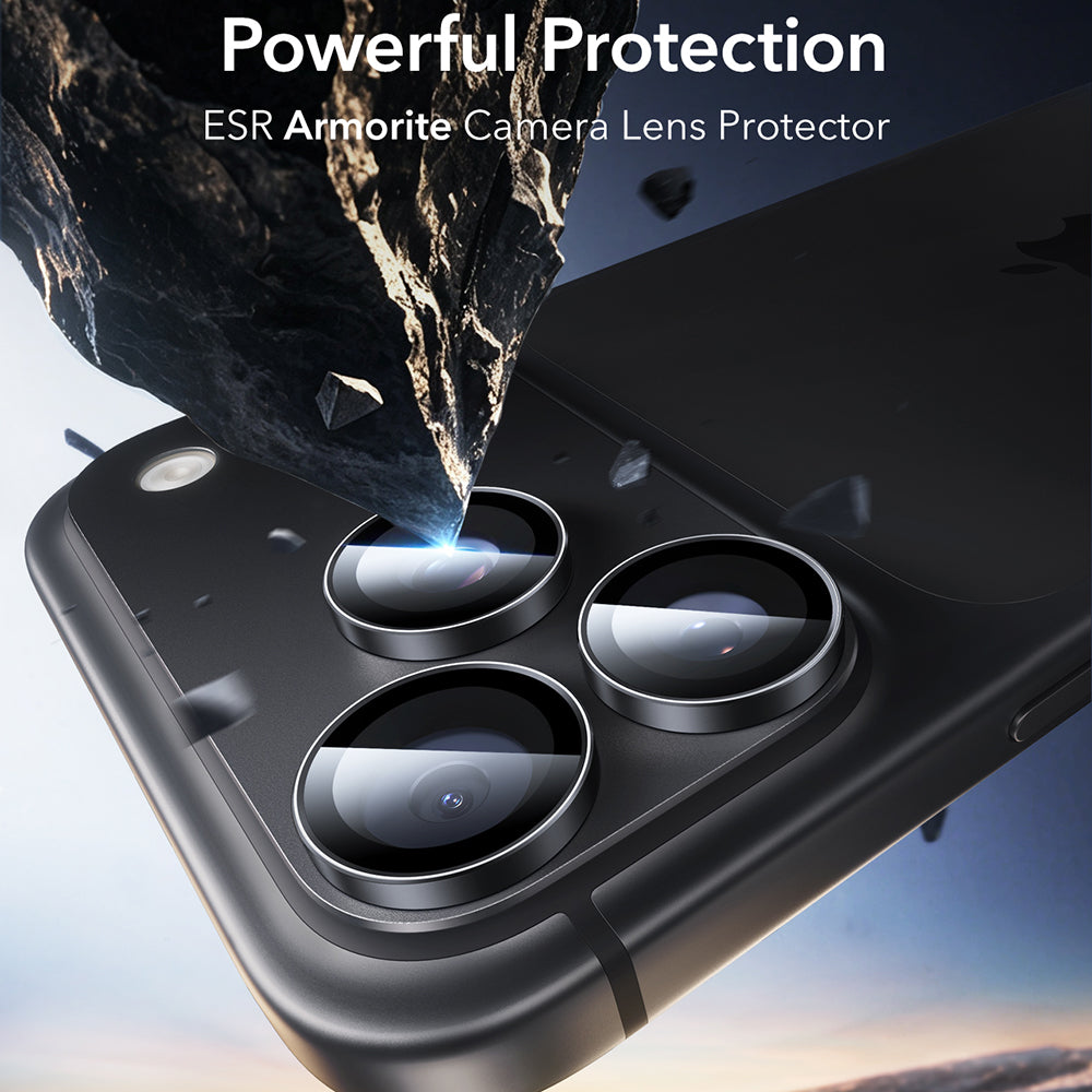Zaštitna folija za zadnju kameru ESR Armorite za Apple iPhone 18 Pro / 18 Pro max, Kaljeno staklo, Set od 2 komada, Crna