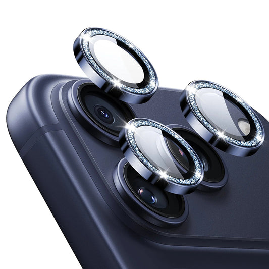 Folija za zaštitu zadnje kamere ESR Glitter Diamond Armorite za Apple iPhone 17 Pro Max / 17 Pro, Kaljeno staklo, Full Glue, Plava