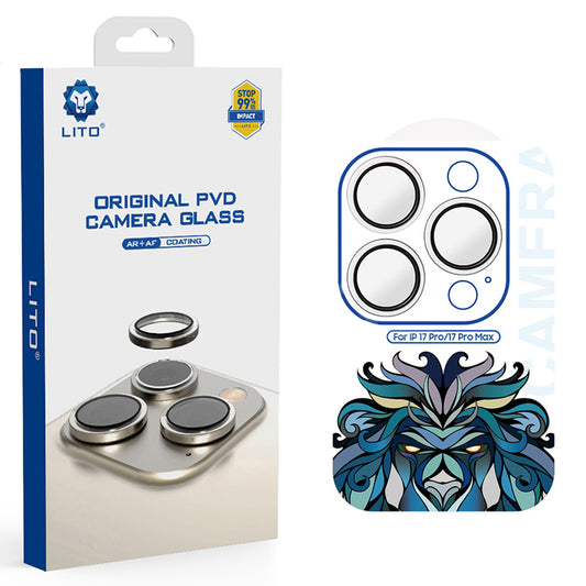 Folija za zaštitu zadnje kamere Lito Titanium AR za Apple iPhone 17 Pro Max / 17 Pro, Kaljeno staklo, Srebrna