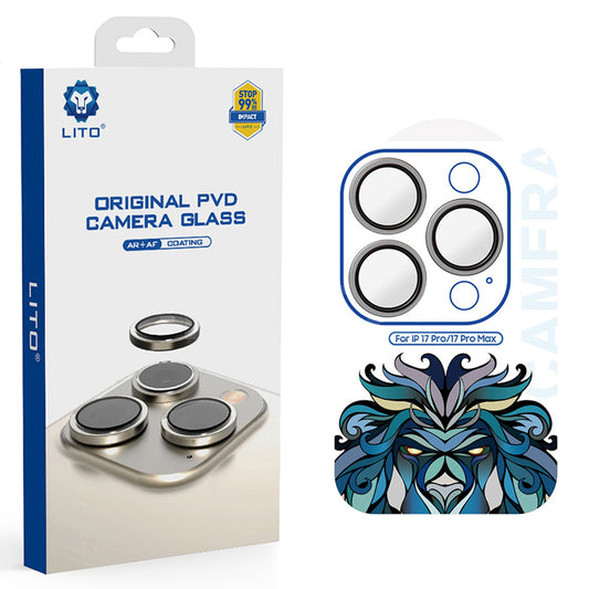 Folija za zaštitu zadnje kamere Lito Titanium AR za Apple iPhone 17 Pro Max / 17 Pro, Kaljeno staklo, Siva