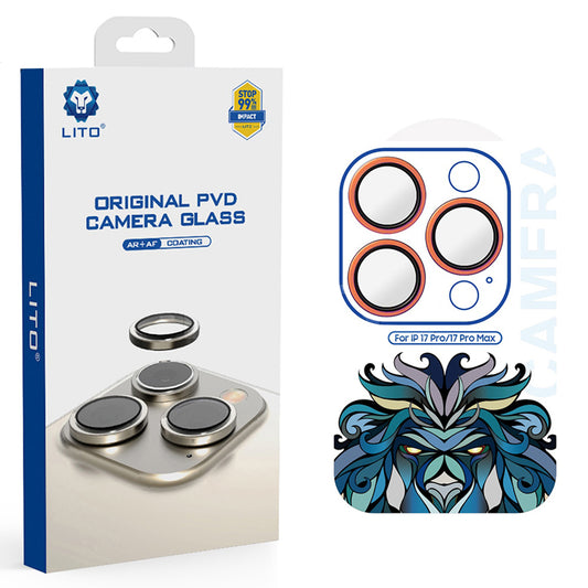 Folija za zaštitu zadnje kamere Lito Titanium AR za Apple iPhone 17 Pro Max / 17 Pro, Kaljeno staklo, Narandžasta