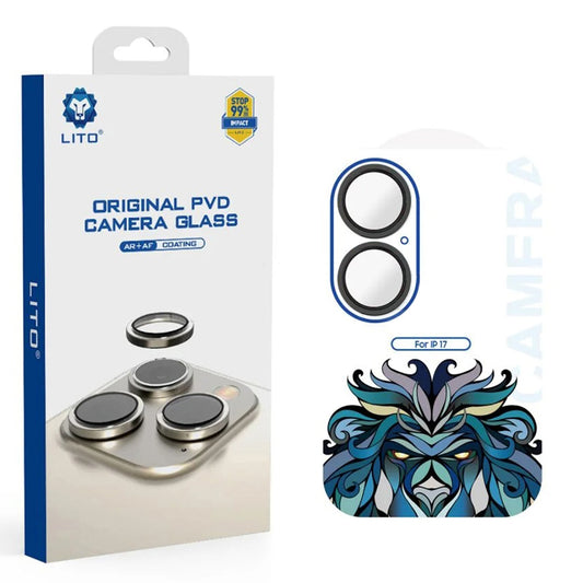 Folija za zaštitu zadnje kamere Lito Titanium AR za Apple iPhone 17, Kaljeno staklo, Crna