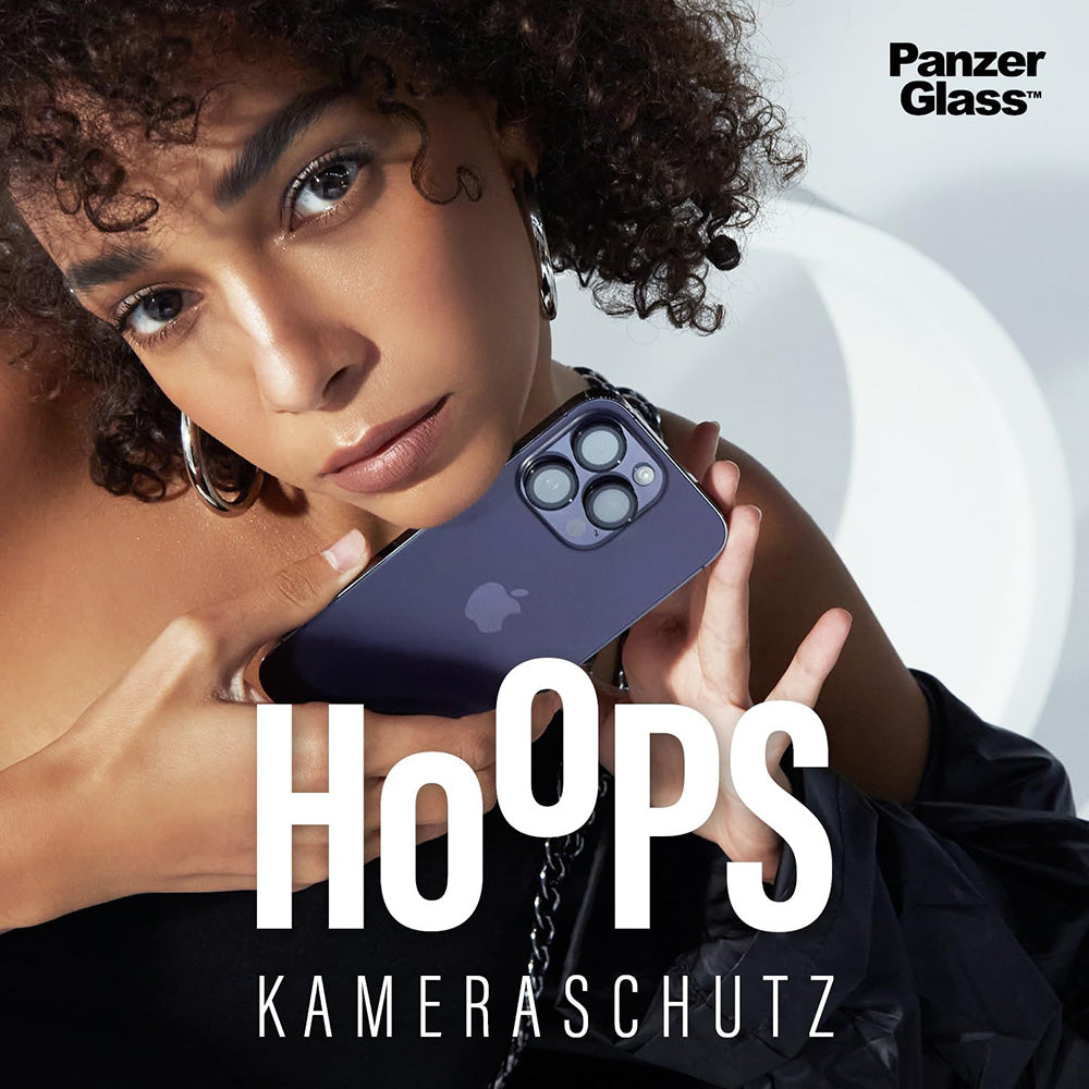 Folija za zaštitu zadnje kamere PanzerGlass Hoops za Apple iPhone 16 Plus / 16, Kaljeno staklo, Crna