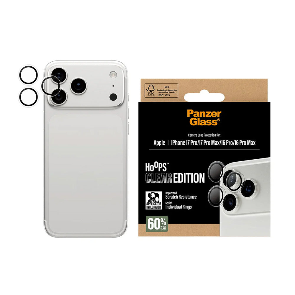 Folija za zaštitu zadnje kamere PanzerGlass Hoops za Apple iPhone 17 Pro, Kaljeno staklo, Providna