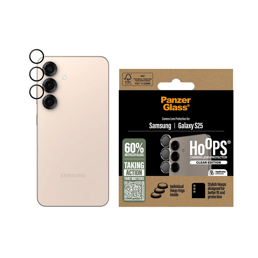 Folija za zaštitu zadnje kamere PanzerGlass Hoops za Samsung Galaxy S25 S931, Kaljeno staklo, Providna