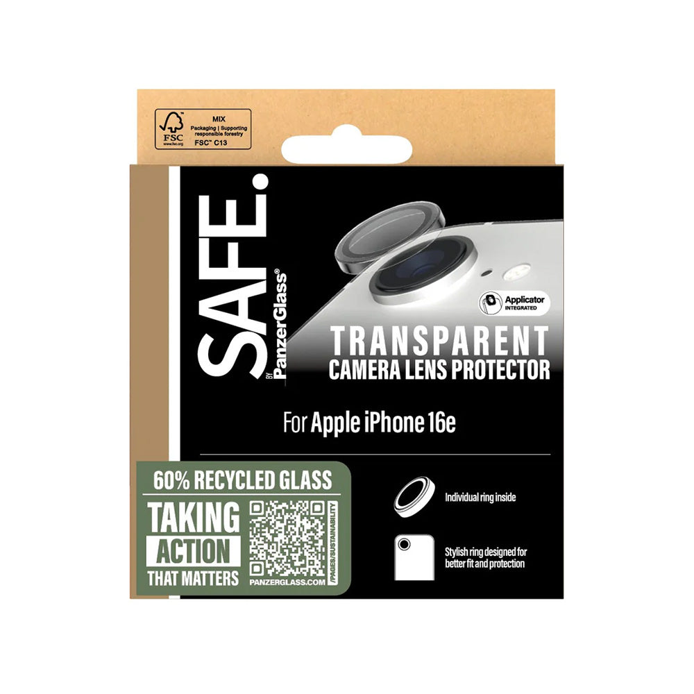Folija za zaštitu zadnje kamere PanzerGlass Safe. za Apple iPhone 16e, Kaljeno staklo, Providno