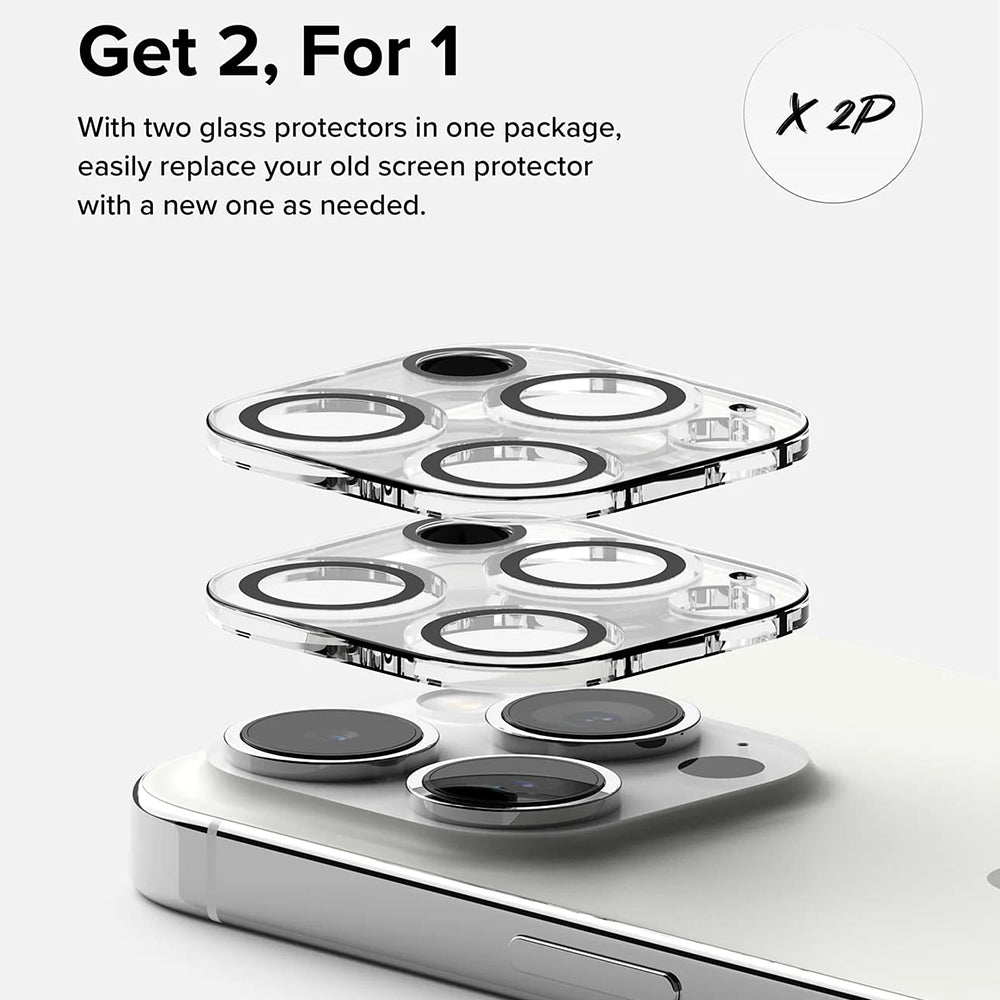 Zaštitna folija za zadnju kameru Ringke za Apple iPhone 15 Pro, Kaljeno staklo, Set od 2 komada, Providna