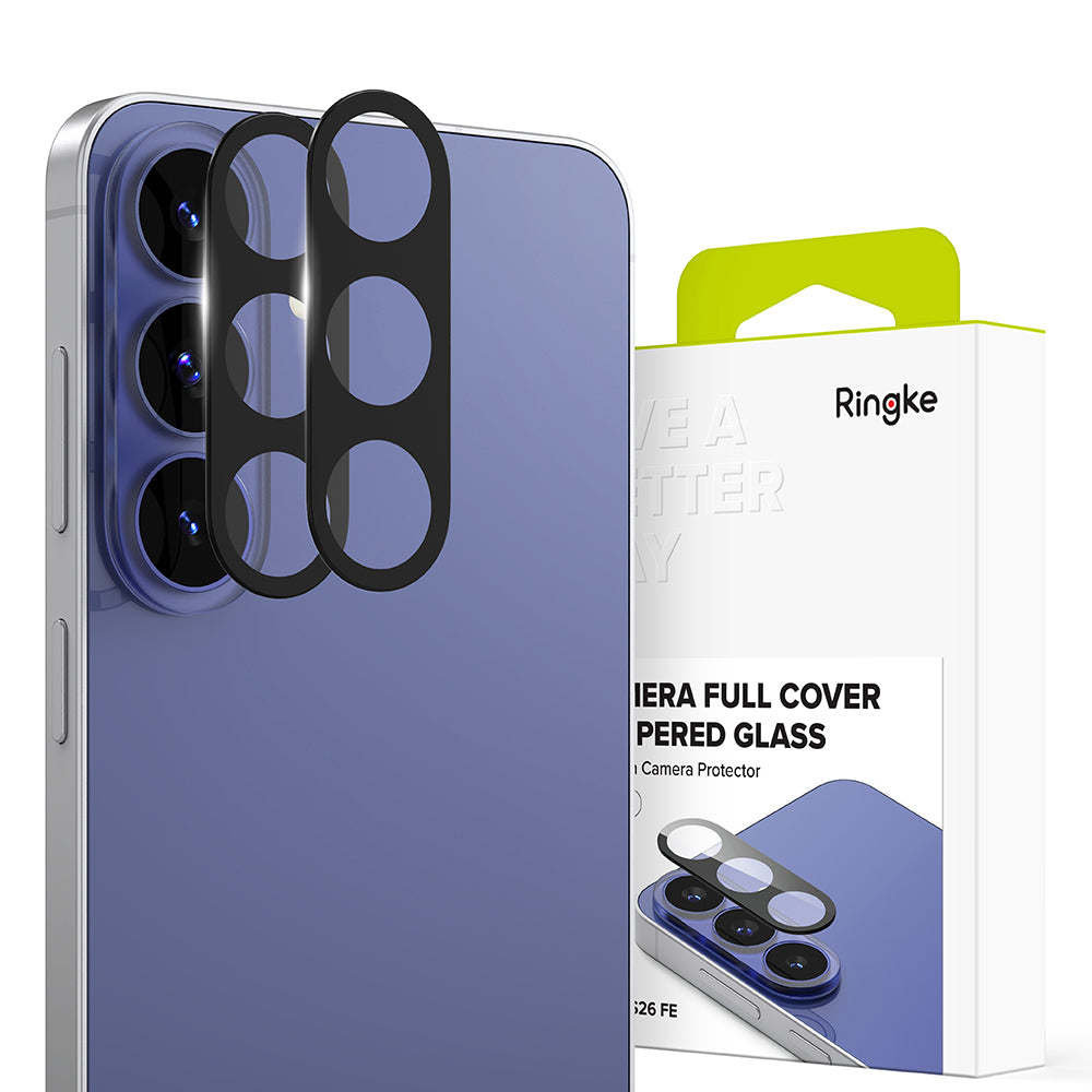 Zaštitna folija za zadnju kameru Ringke za Samsung Galaxy S26 FE S741, Kaljeno staklo, Set od 2 komada, Crna