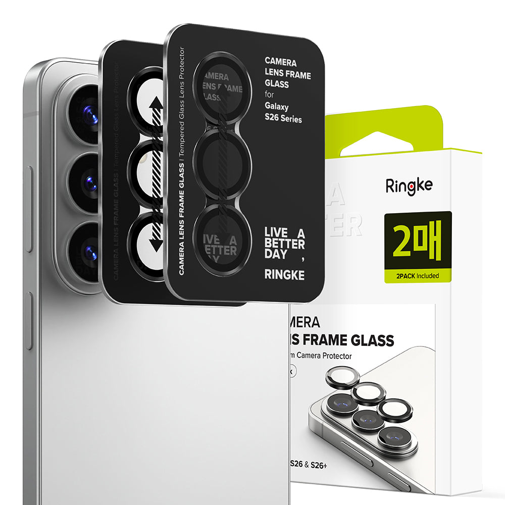 Zaštitna folija za zadnju kameru Ringke za Samsung Galaxy S26 Plus S947 / S26, Kaljeno staklo, Set od 2 komada, Crna