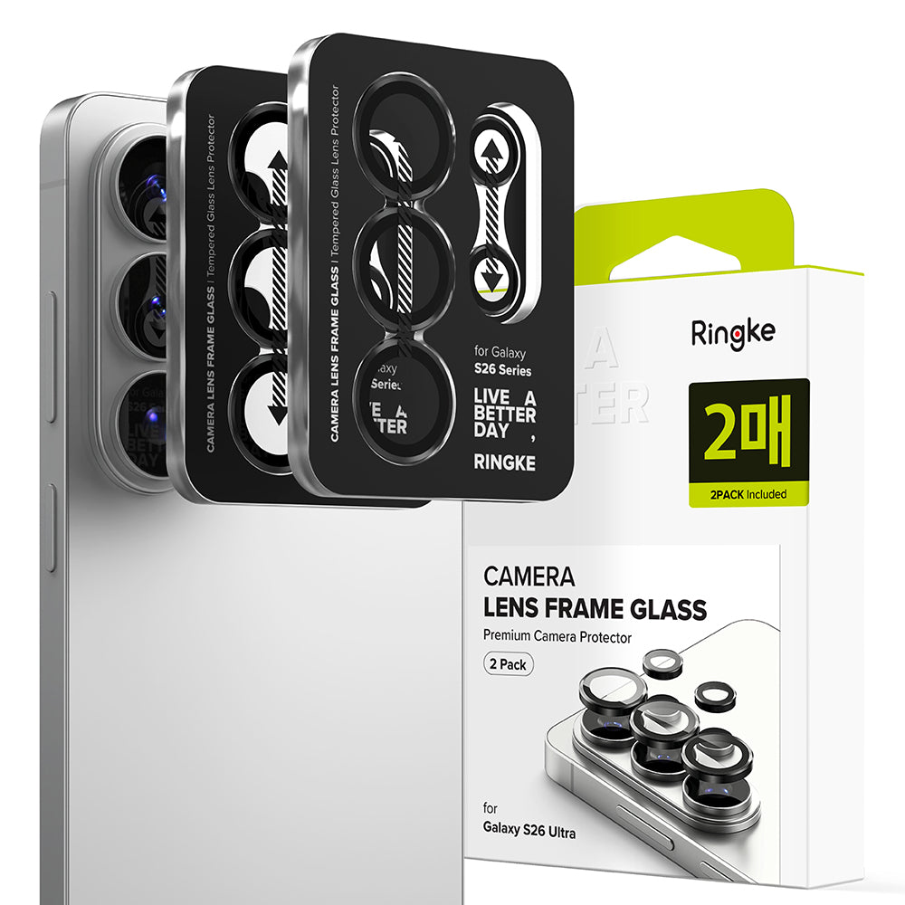 Folija za zaštitu zadnje kamere Ringke za Samsung Galaxy S26 Ultra S948, Kaljeno staklo, Set od 2 komada, Crna