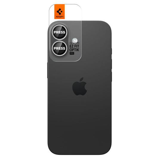 Folija za zaštitu zadnje kamere Spigen GlastR EZ FIT Optik Pro za Apple iPhone 17 / 16 Plus / 16, Kaljeno staklo, Set od 2 komada, Srebrna