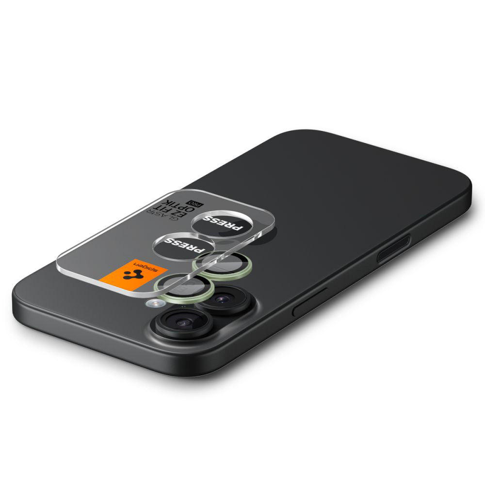 Folija za zaštitu zadnje kamere Spigen GlastR EZ FIT Optik Pro za Apple iPhone 17 / 16 Plus / 16, Kaljeno staklo, Set 2 komada, Zelena AGL10128