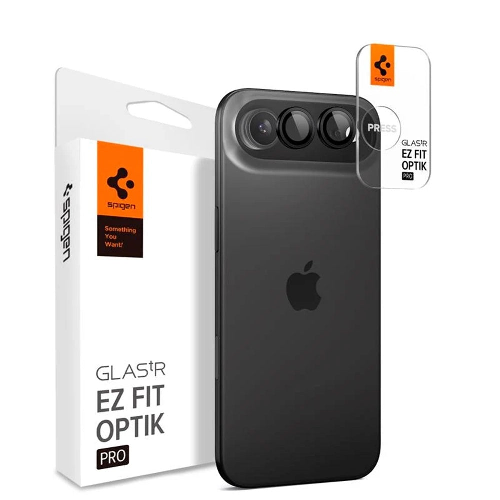 Folija za zaštitu zadnje kamere Spigen GlastR EZ FIT Optik Pro za Apple iPhone 17 Air, Kaljeno staklo, Set 2 komada, Crna AGL09863