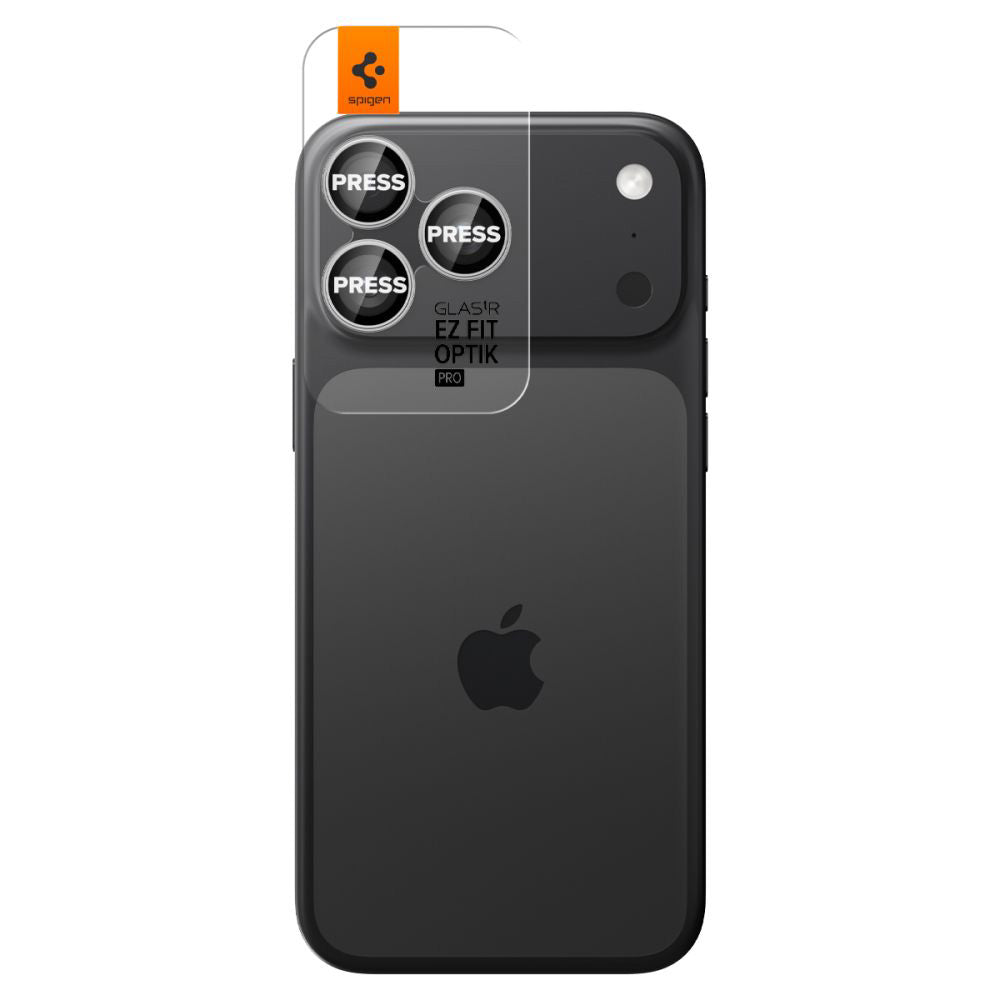 Folija za zaštitu zadnje kamere Spigen GlastR EZ FIT Optik Pro za Apple iPhone 17 Pro Max / 17 Pro, Kaljeno staklo, Set od 2 komada, Srebrna
