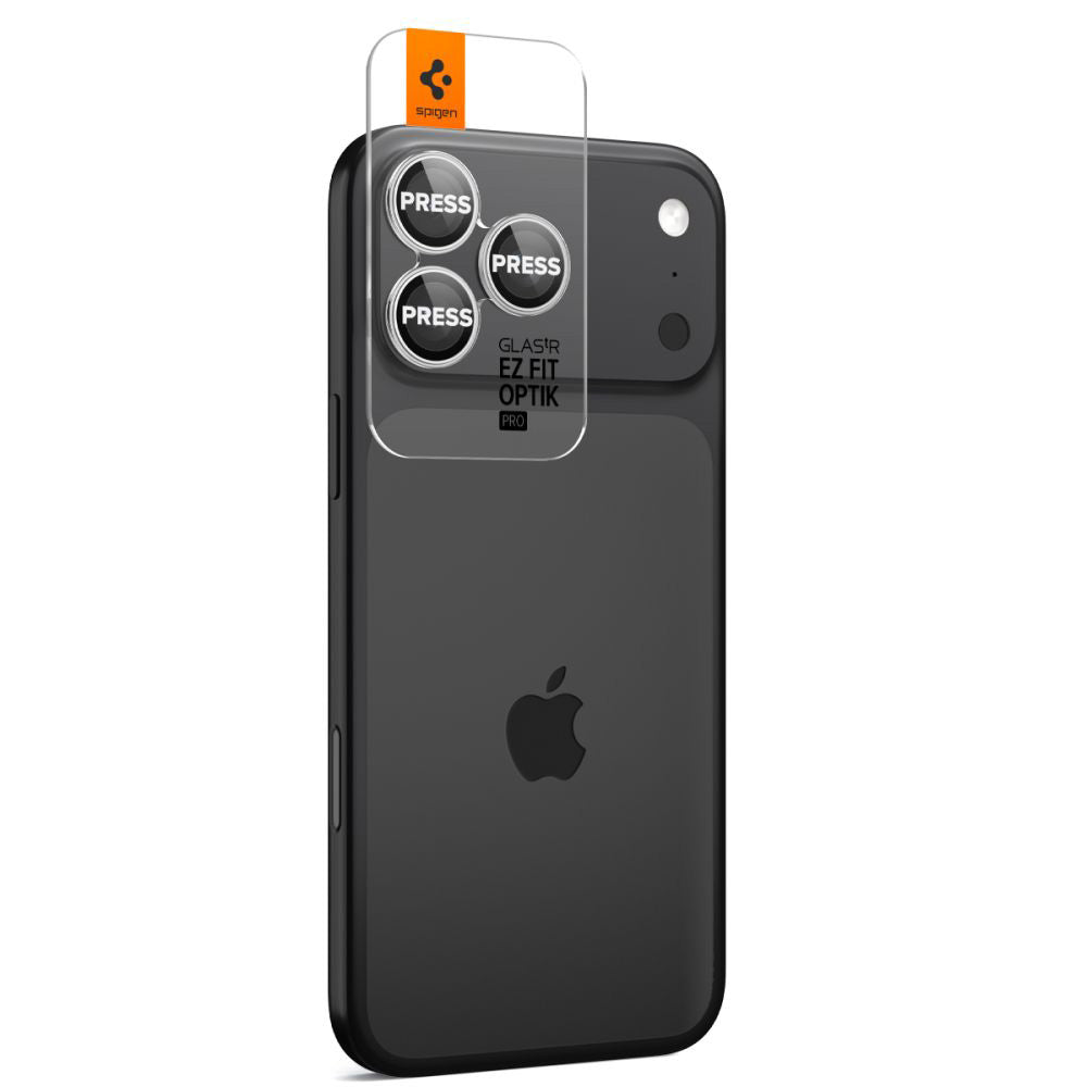 Folija za zaštitu zadnje kamere Spigen GlastR EZ FIT Optik Pro za Apple iPhone 17 Pro Max / 17 Pro, Kaljeno staklo, Set od 2 komada, Srebrna
