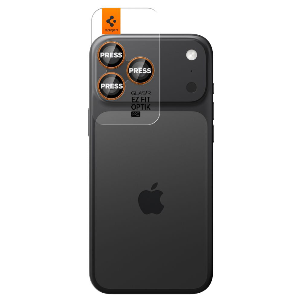 Folija za zaštitu zadnje kamere Spigen GlastR EZ FIT Optik Pro za Apple iPhone 17 Pro Max / 17 Pro, Kaljeno staklo, Set 2 komada, Narandžasta