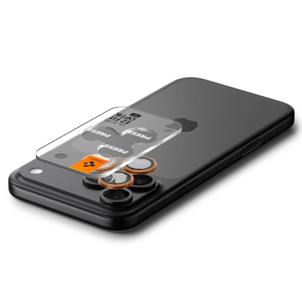 Folija za zaštitu zadnje kamere Spigen GlastR EZ FIT Optik Pro za Apple iPhone 17 Pro Max / 17 Pro, Kaljeno staklo, Set 2 komada, Narandžasta
