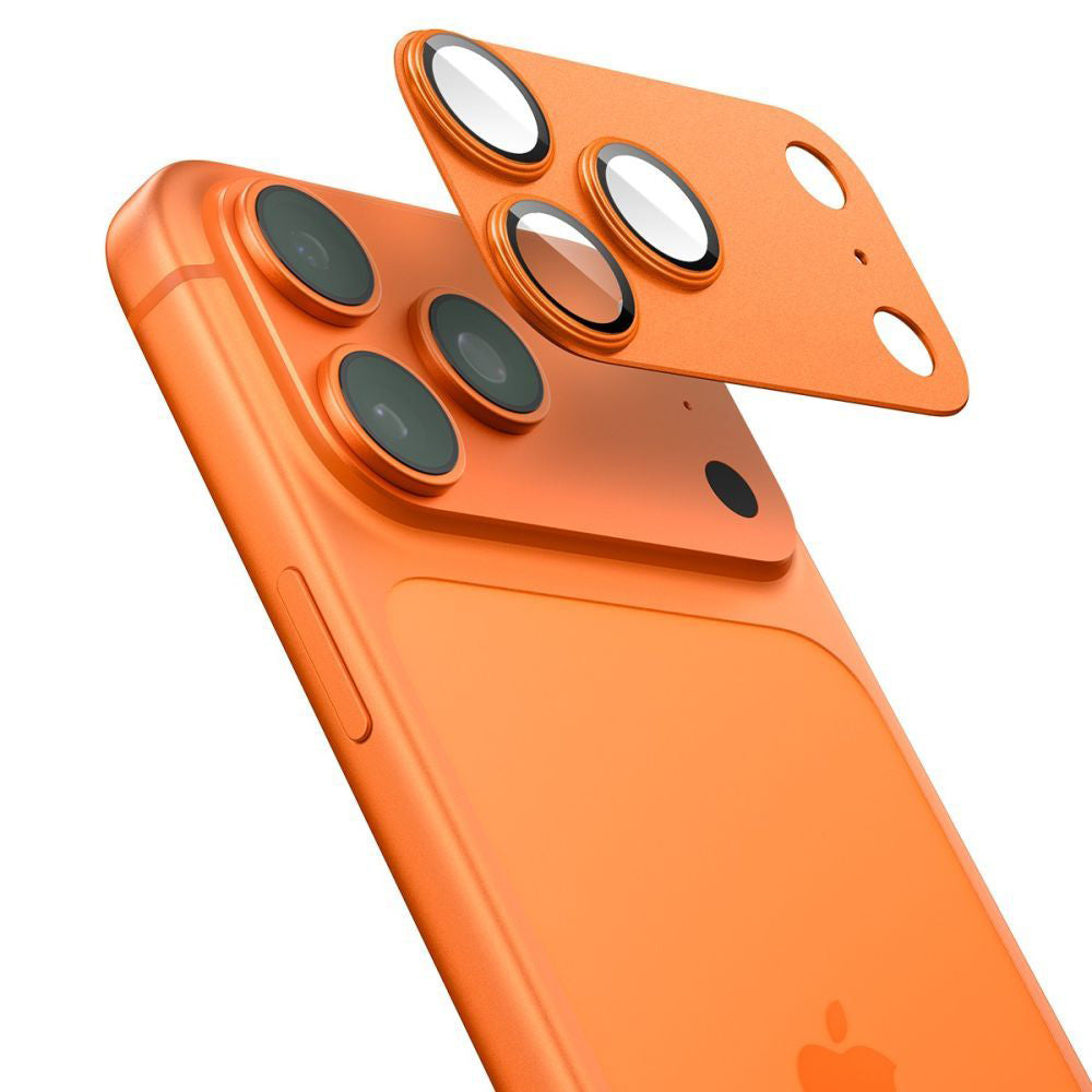 Zaštitna folija za zadnju kameru Spigen GlastR EZ FIT Optik Pro za Apple iPhone 17 Pro Max, Kaljeno staklo, Set od 2 komada, Narandžasta AGL10650