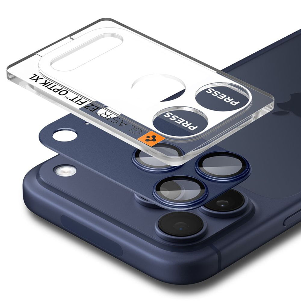 Folija za zaštitu zadnje kamere Spigen GlastR EZ FIT Optik Pro XL za Apple iPhone 17 Pro, Kaljeno staklo, Plava AGL10646