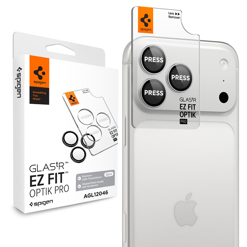 Zaštitna folija za zadnju kameru Spigen GlastR EZ FIT Optik Pro za Apple iPhone 18 Pro / 18 Pro Max, Kaljeno staklo, Set od 2 komada, Srebrna