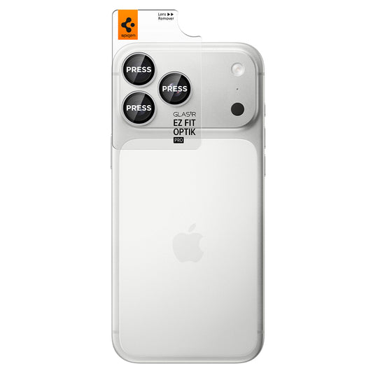 Zaštitna folija za zadnju kameru Spigen GlastR EZ FIT Optik Pro za Apple iPhone 18 Pro / 18 Pro Max, Kaljeno staklo, Set od 2 komada, Srebrna AGL12046