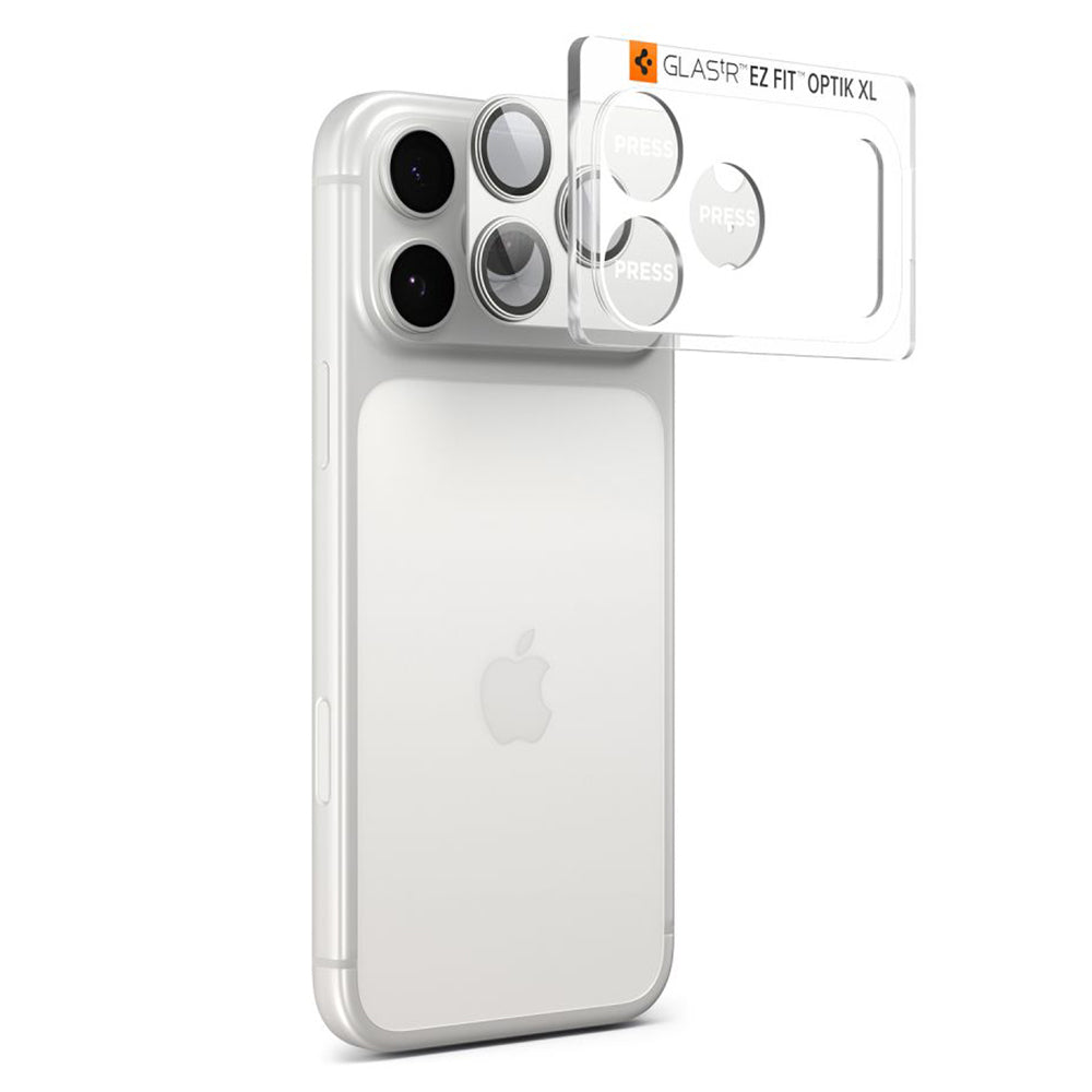 Folija za zaštitu zadnje kamere Spigen GlastR EZ FIT Optik Pro XL za Apple iPhone 17 Pro Max, Kaljeno staklo, Srebrna AGL10652
