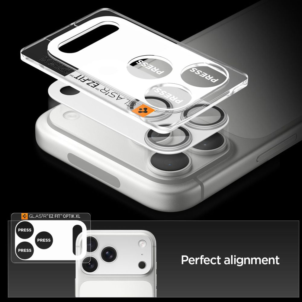 Folija za zaštitu zadnje kamere Spigen GlastR EZ FIT Optik Pro XL za Apple iPhone 17 Pro, Kaljeno staklo, Srebrna AGL10647