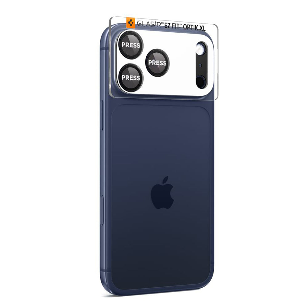 Folija za zaštitu zadnje kamere Spigen GlastR EZ FIT Optik Pro XL za Apple iPhone 17 Pro, Kaljeno staklo, Crna AGL10644