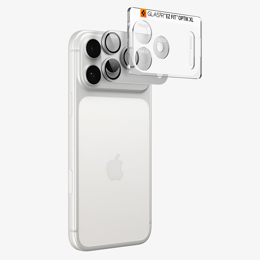 Zaštitna folija za zadnju kameru Spigen GlastR EZ FIT Optik Pro XL za Apple iPhone 18 Pro Max, Kaljeno staklo, Srebrna AGL12042