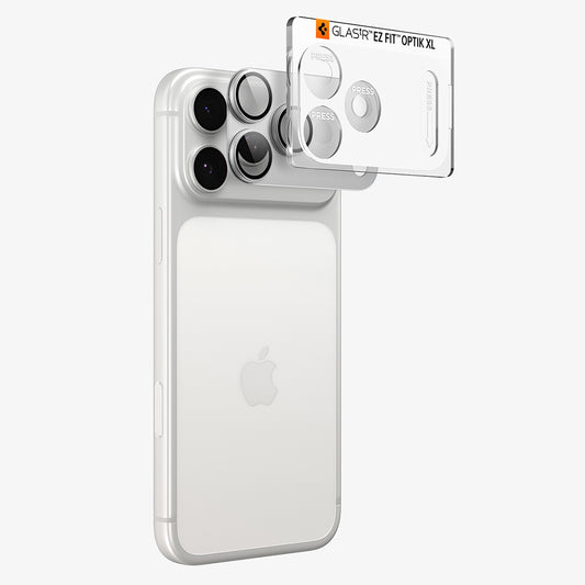Zaštitna folija za zadnju kameru Spigen GlastR EZ FIT Optik Pro XL za Apple iPhone 18 Pro Max, Kaljeno staklo, Srebrna AGL12042