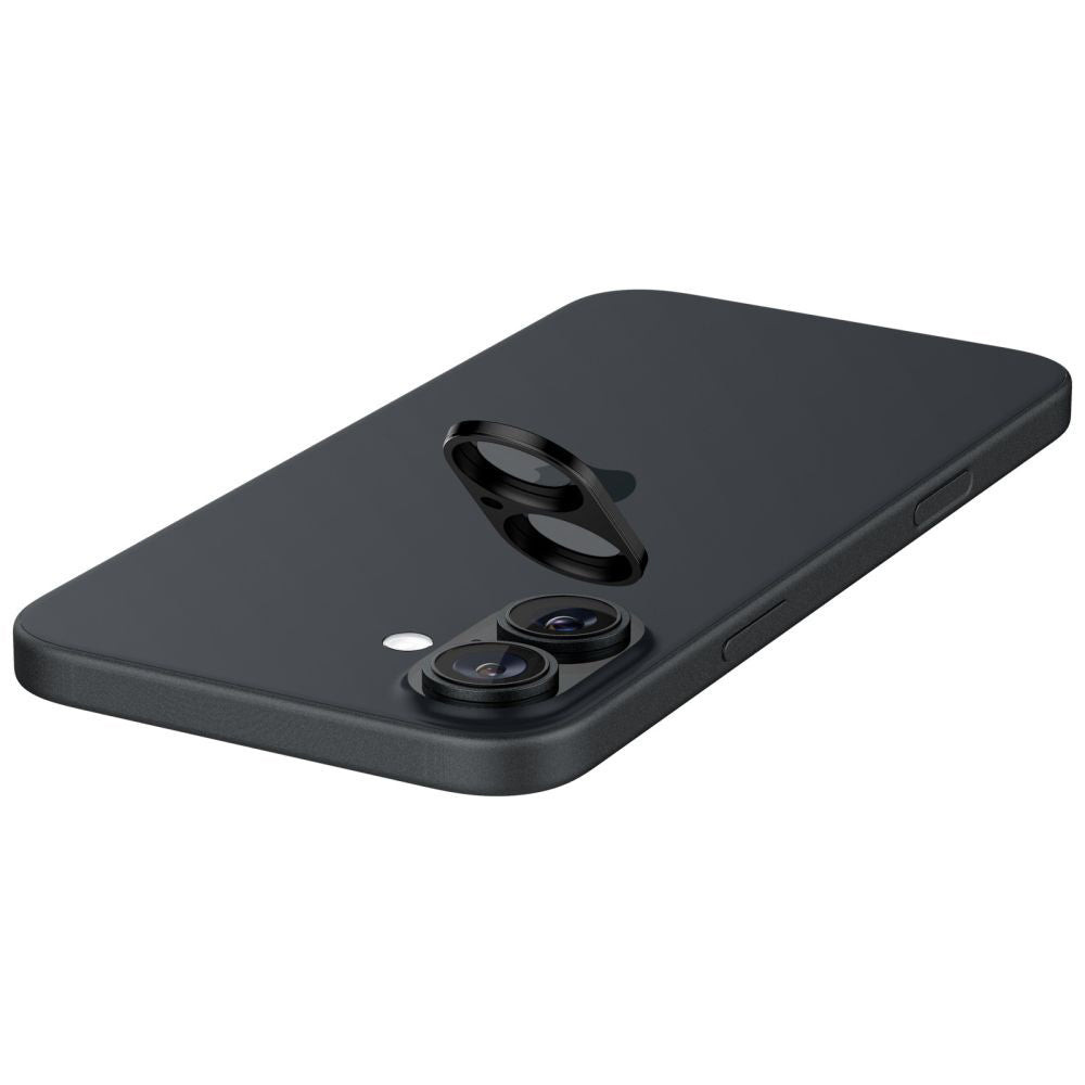 Folija za zaštitu zadnje kamere Spigen GlastR Optik za Apple iPhone 16 Plus / 16, Kaljeno staklo, Set 2 komada, Crna AGL07922