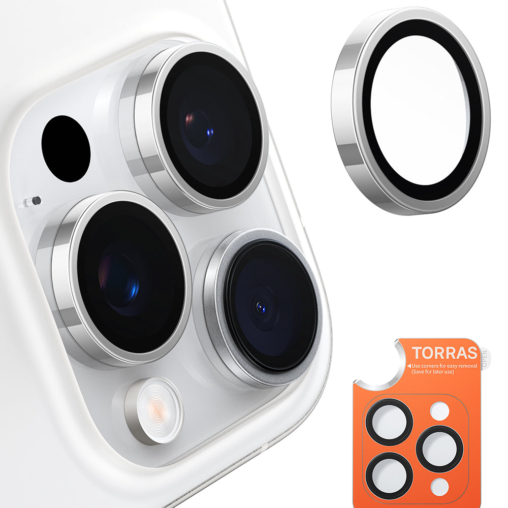 Zaštitna folija za zadnju kameru Torras Lensguard za Apple iPhone 16 Pro Max / 16 Pro, Kaljeno staklo, Metalik siva