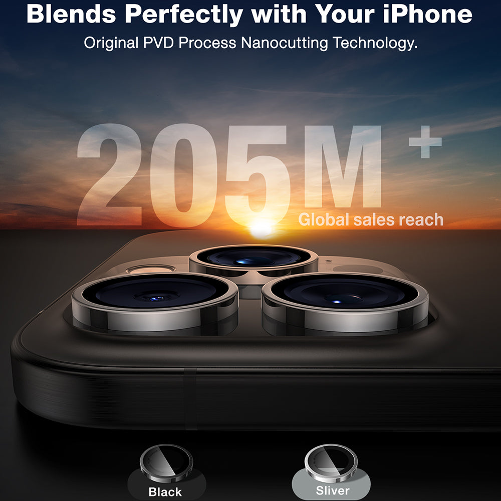 Zaštitna folija za zadnju kameru Torras Lensguard za Apple iPhone 16 Pro Max / 16 Pro, Kaljeno staklo, Metalik siva