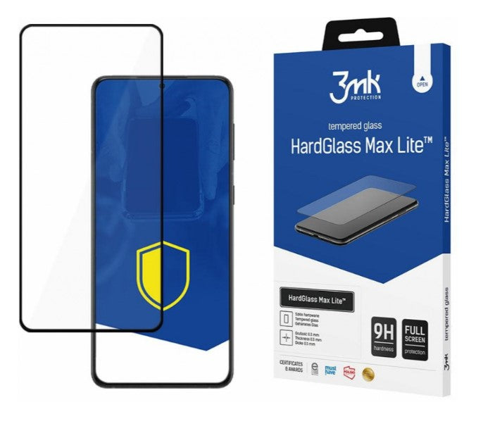 Folija za zaštitu ekrana 3MK HardGlass Max Lite za Samsung Galaxy S22 5G S901, Kaljeno staklo, Pun lepak, Crna