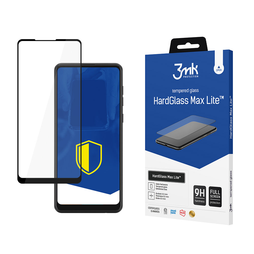 Folija za zaštitu ekrana 3MK HardGlass Max Lite za Samsung Galaxy A21s A217, Kaljeno staklo, Full Glue, Crna