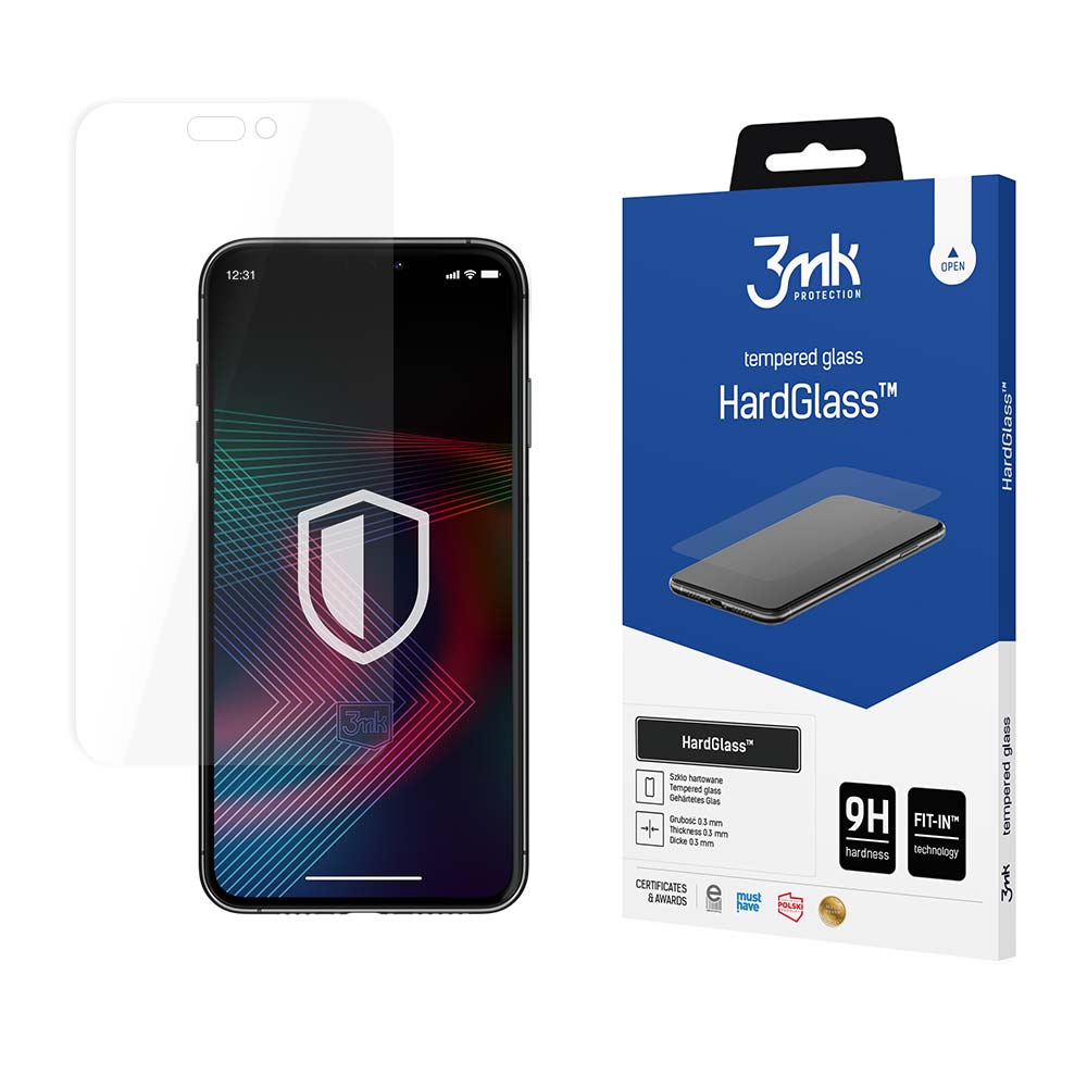 Folija za zaštitu ekrana 3MK HardGlass za Apple iPhone 14 Pro Max, Kaljeno staklo, Full Glue