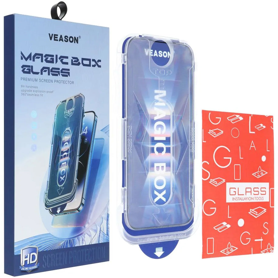 Zaštitna folija za ekran Veason za Apple iPhone 14 Plus / 13 Pro Max, Kaljeno staklo, Pun lepak, 6D, Crna