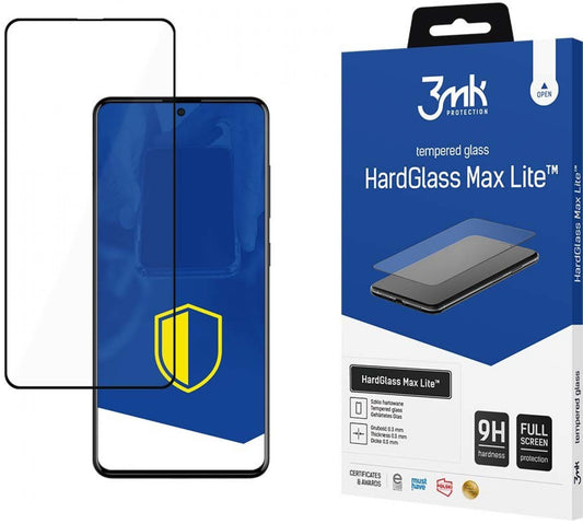 Folija za zaštitu ekrana 3MK HardGlass Max Lite za Samsung Galaxy A51 A515 / A52s 5G A528 / A52 5G A526, Kaljeno staklo, Pun lepak, Crna