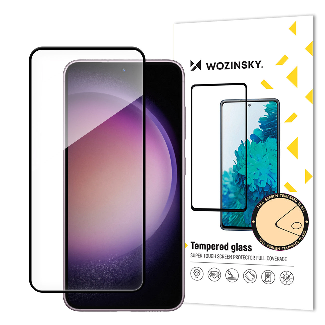 Folija za zaštitu ekrana WZK za Samsung Galaxy S24 S921, Kaljeno staklo, Pun lepak, Crna