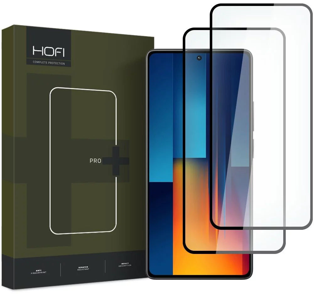 Zaštitna folija za ekran HOFI Glass PRO+ za Xiaomi Poco M6 Pro 5G, Kaljeno staklo, Full Glue, Set 2 komada, 2.5D, Crna