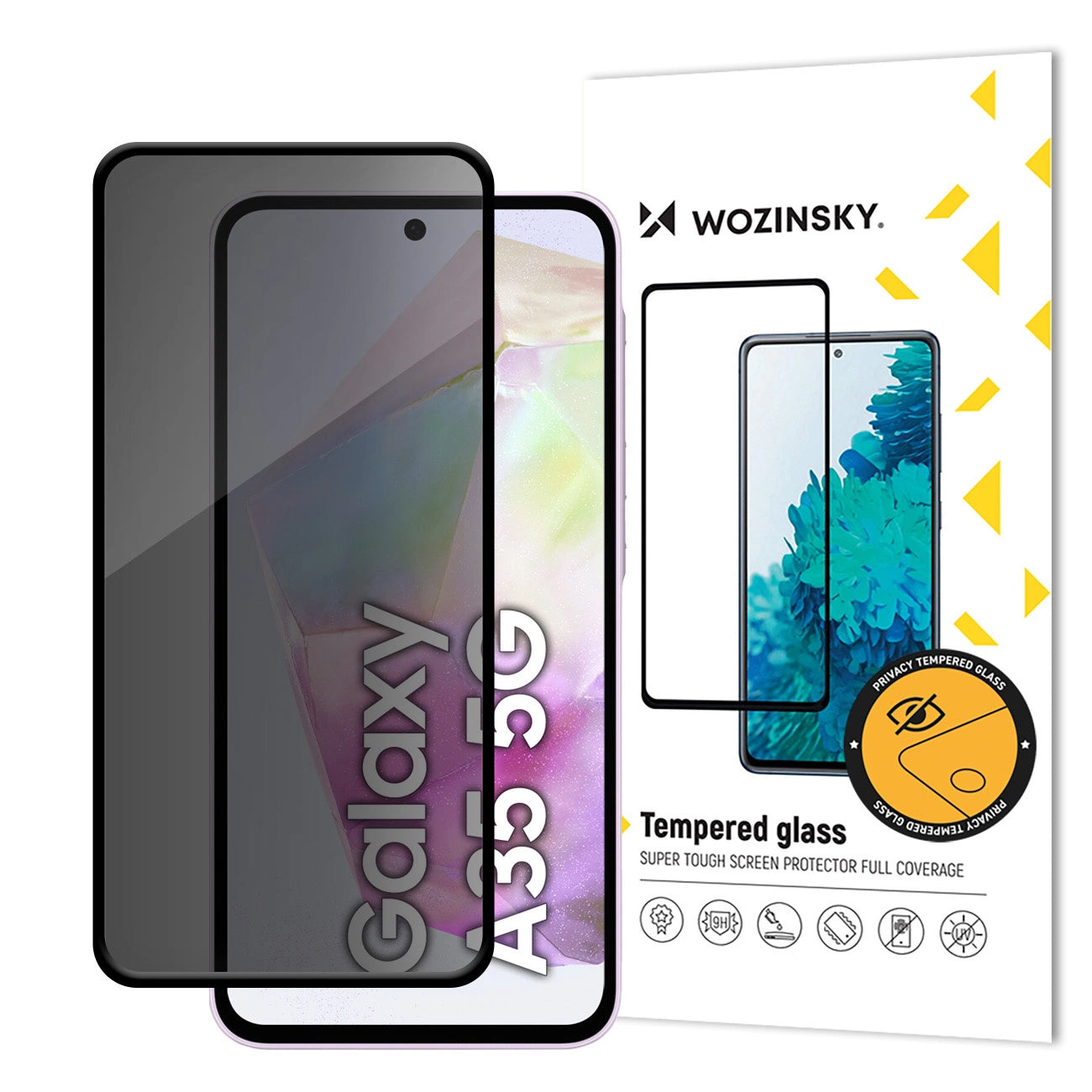 Folija za zaštitu ekrana Privacy WZK AntiSpy za Samsung Galaxy A35 5G A356, Kaljeno staklo, Full Glue