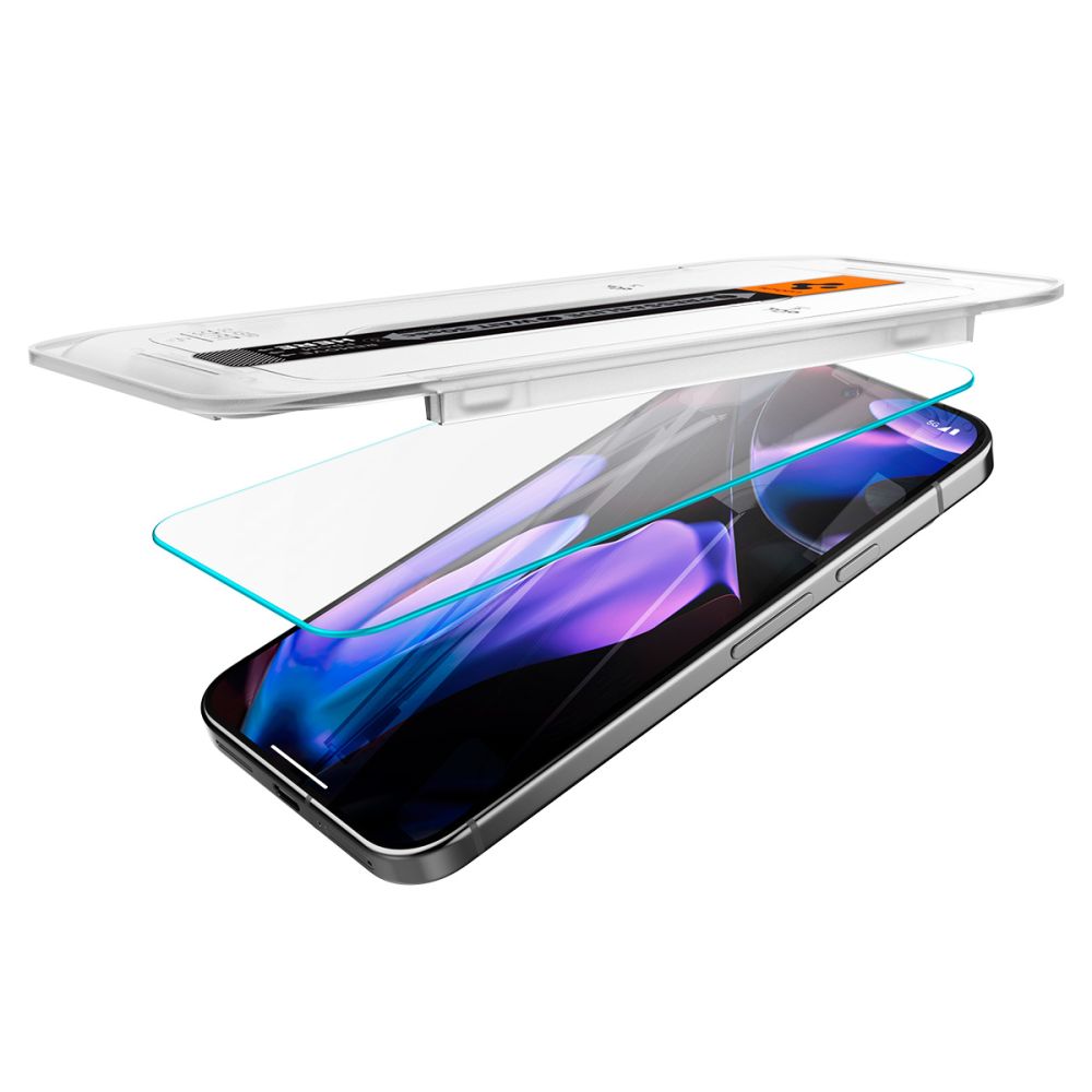 Zaštitna folija za ekran Spigen GlastR EZ FIT za Google Pixel 9 / 9 Pro, Kaljeno staklo, Full Glue, Set 2 komada, 2.5D AGL08442